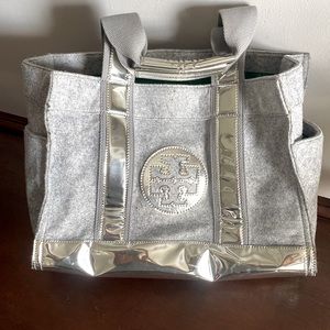 Tory Burch Tory Tote Gray and Silver